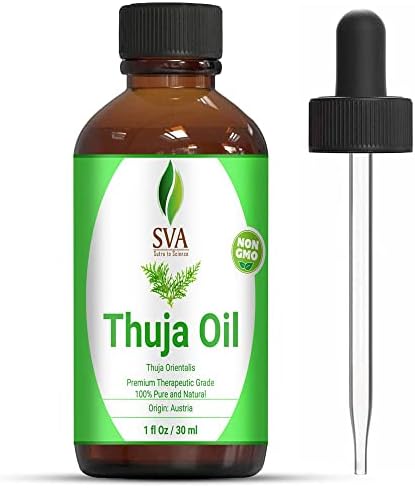 SVA Organics Thuja есенцијално масло 1 мл чиста природна неразредена премиум терапевтска оценка за ароматерапија, дифузер,