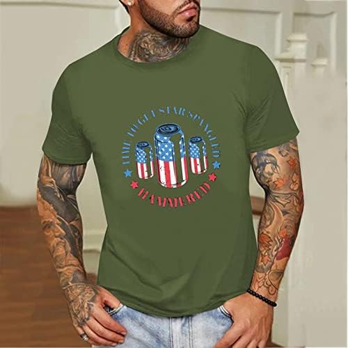 Ubst Mens Paturication Short Schaive T-Shirts лето американско знаме за печатење на екипаж, случајно лабава мода основни врвови на врвови