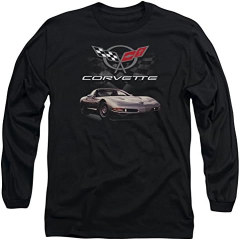 Дизајн на A&E Chevy T-Shirt Corvette Checkered минато кошула со долг ракав