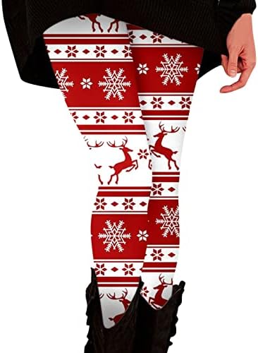 Хеланки жени Божиќ плус големина пад на четкани хеланки Туника тренингот хеланки снежен човек мек истегнување обични тенок панталони