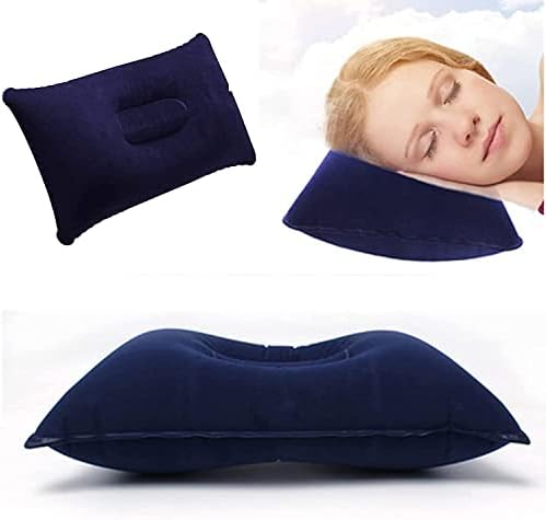 Луис почувствува 2 пакувања со сина ултралајт на надувување перница мала квадратна ткаенина перница за воздух за пешачење, кампување, патување,