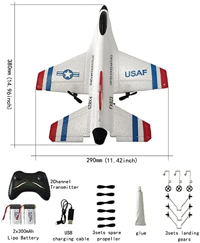 Авион RC Airplane 2.4GHz 2 Канал далечински управувач со gyro, RC авион Лесен за летање F-16 модел за возрасни, почетници и напредни