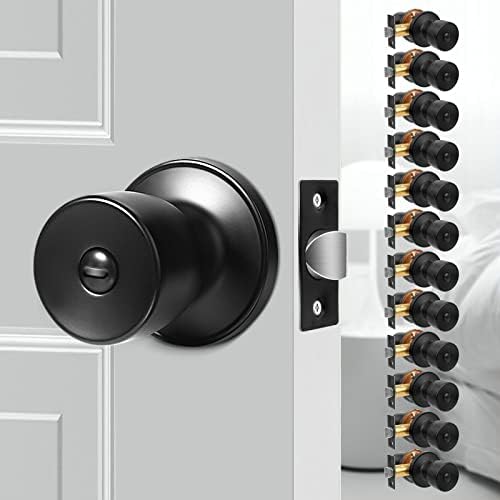 Танзфрош 12 Спакувајте Ги Копчињата За Приватност На Вратите Мат Црна Внатрешна Брава На Вратата Без Клуч Тркалезна Брава За Спална Соба, Бања,