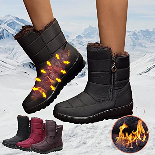 PadaLeksенски чизми за снег зимско крзно обложени топли чевли против лизгање водоотпорен на отворено кратки патенти за подигање