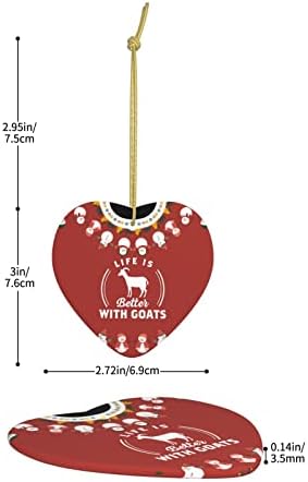 Lifeивотот е подобар со кози Божиќни украси срце керамички виси украси за украси