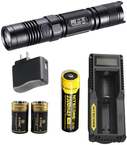 LED Flashlight Nitecore P12GT LED W/ NL183 Батерија, UI1 полнач, USB Wallиден адаптер и 2 бесплатни батерии