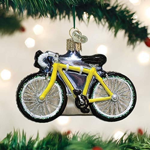 Велосипед на украс за украси за божиќни стакло од стариот свет, бел