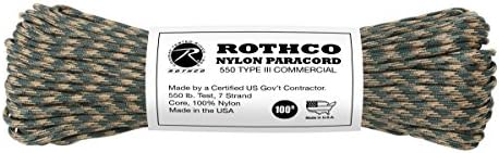 Rothco 550lb тип III најлон камо паракорд