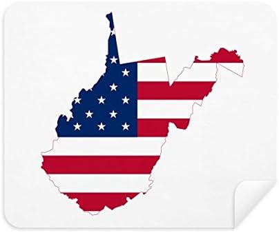 Вирџинија САД Западот Мапа Ѕвезди Ленти Знаме Облик Чистење Крпа Екран Почиста 2 парчиња Велур Ткаенина