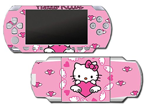 Здраво Кити розови летачки срца крилја Видео игра Винил Деклар на налепница на кожата на Sony PSP PlayStation Protable Original FAT 1000