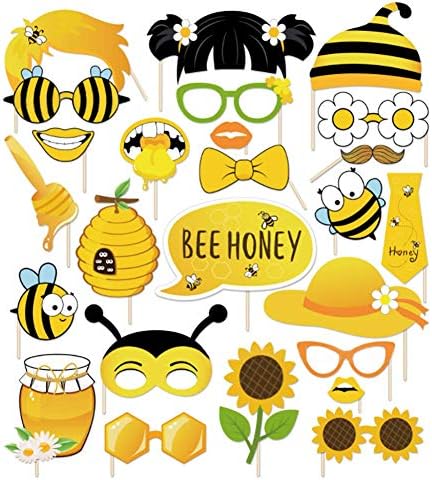 Пчела фото штанд реквизити, пчела, саќе, бумба, мала оса, цвет од сонце, маргаритка, пчела мед фото -штанд реквизити со стап за