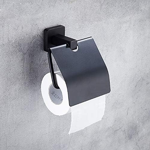 ZLDXDP Концизен црниот wallид, држач за тоалетна хартија, бања, не'рѓосувачки челични држачи за хартија со покритие хардвер за бања