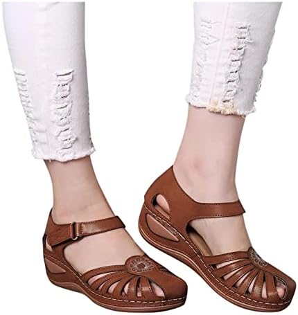 Ајомет летни сандали за жени, сандали жени затворени пети сандали платформата Сандали шупливи токи ленти обични сандали