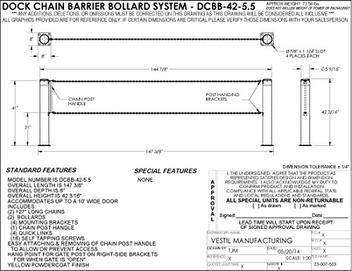 Вестил DCBB-42-5.5 Док ланец бариера болард, дијаметар од 5,5 , 147,375 должина, жолта