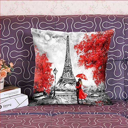 Офрорална декоративна Ајфелова кула фрли перница за капаци на маслото со масло, Франција Париз Пејзаж перница, кутија за перница за софа