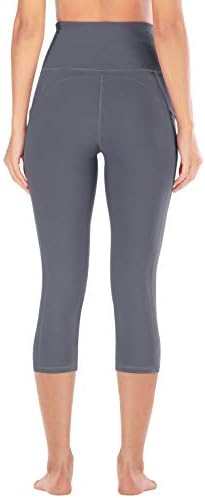 Евдос женски јога панталони со џебови - хеланки со џебови, контрола на стомакот со висока половината што не се гледаат низ панталони за тренингот