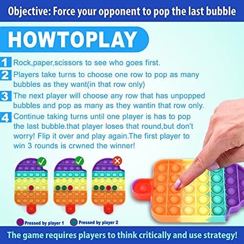 Duoya 50 парчиња Pop Fidget Toy Pack It Push Bubble сензорни играчки поставени за ADHD деца возрасни снопови за олеснување на стресот