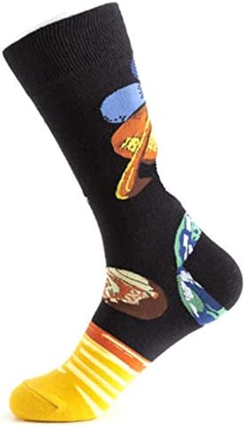 Чорапи за машки чорапи Ренслат, памучни чорапи, плус големина среќна смешна графичка чорапи памучни чорапи со долги цевки спортови и