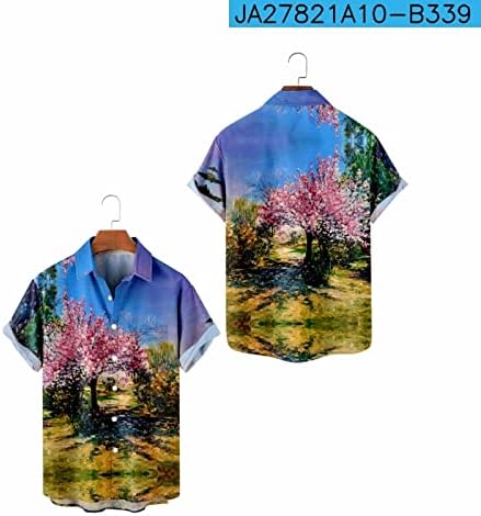 XXBR 2023 Нова кошула боја што го прави 3Д дигитално печатење хавајски маици кошули со кратки ракави кошули за мажи за одмор