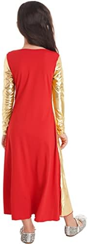 Девојки за слободни деца со долг ракав литургиско обожавање пофалби танцувачки фустан металик лирски танцувачка облека лабава вклопена црковна