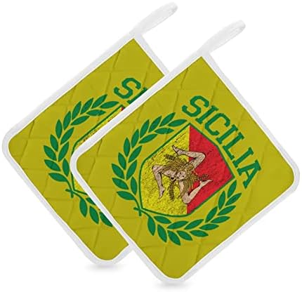 Сицилијанско знаме на штит со држачи за тенџере со ловори