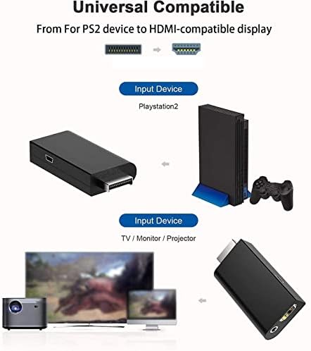 OCUhome Видео Прекинувач ЗА PS 2 НА HDMI-Компатибилен, Синхрони Влез Со Голема Брзина Видео Конвертор Адаптер Игра Плеер Црна