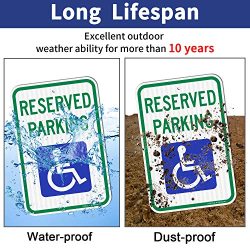 Резервирани знаци за паркирање, знак за паркирање со хендикеп, со слика на знак за инвалидска количка, 18 x 12 инженерско одделен рефлективен