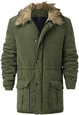 Машка зимска палто јакна обичен крзнено крзно, цврсто палто со долг ракав, патент, патент, џеб јакни за палто, мажи