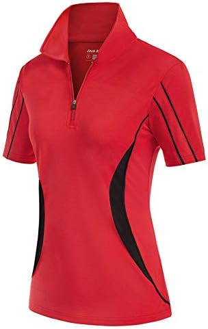Jackек Смит женски голф Поло кошули со кратки ракави суви тениски кошули со патент активна облека Полос S-XXL