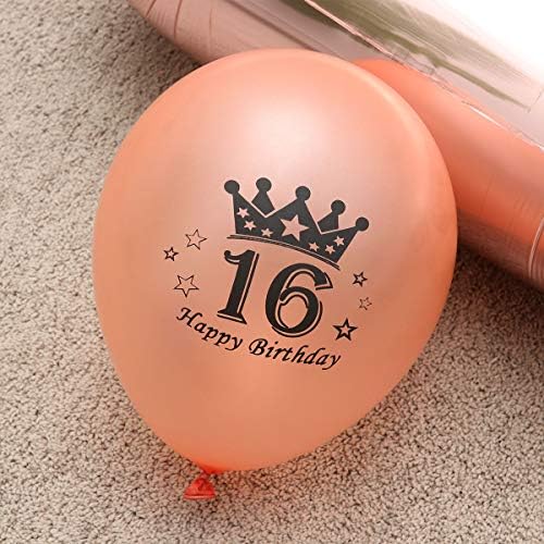 12 парчиња во 1 сет Златен златен број 16 алуминиумски фолија балони конфети балони постави роденденски печатење латекс украси
