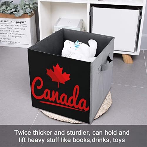 Канада Јаворов Лист Склопувачки Коцки За Складирање Ткаенини Кутија 11 Инчни Преклопливи Канти за Складирање Со Рачки