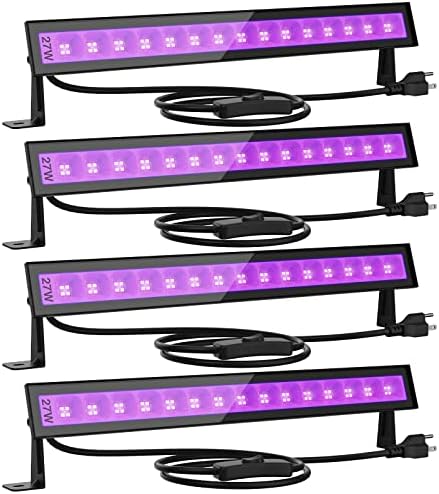 Onforu 65.6 ft LED Црна Светлина Лента и 4 Пакет 27W LED Црна Светлина Бар, Црно Светло Барови Со Приклучок И Прекинувач, Црни Светла