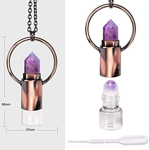 Nupuyai заздравувачки кристална точка приврзок ѓердан со шише со парфеми, есенцијално масло дифузер ѓердан за жени мажи со ланец