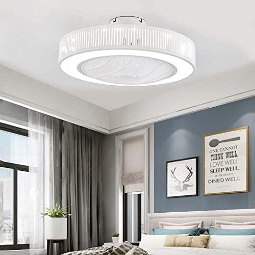 ZXW LED Tri-Color Dimmable Fan Light со далечински управувач, тркалезна таванска ламба со невидлив вентилатор, погодна за кујна