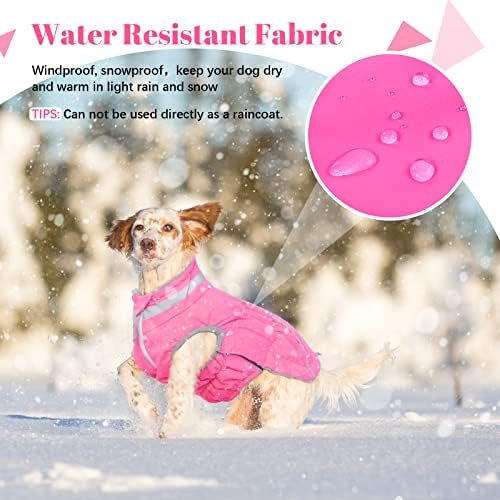 Куче зимско палто, миленичиња ладно време јакна со крзно јака и дупка за поводник, дополнително топло кучиња руно облека рефлексивно