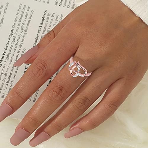2023 Нов прстен креативен накит gif срце-срце, дами за ангажман Дами дијамантски прстени Опал кристален прстен