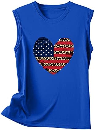 Патриотски кошули на жени на 4-ти јули американско знаме на срцето на срцето на врвовите на летната маица без ракави во САД.