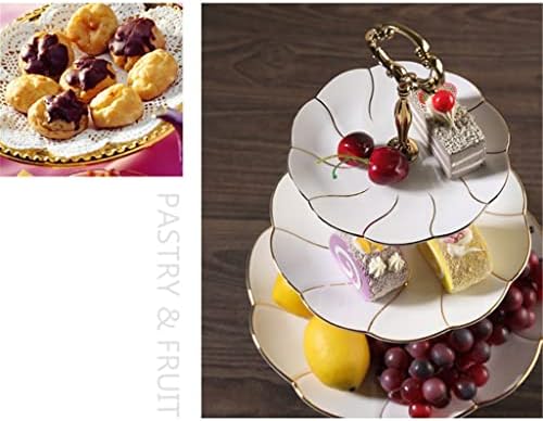 СЛАМЕНА КЕРАМИЧКА Трислојна Плоча Со Златна Двослојна Чинија Попладневна Закуска За Чај Стојат Креативна Модна Чинија За Торта