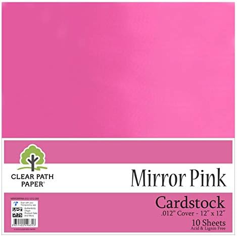 Пакет: 2 артикли - Огледало Металик розов картон - 12 x 12 инчи - .012 дебели - 10 листови/огледало Металик зелена - 12 x 12 инчи -