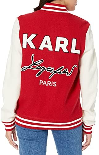 Karl Lagerfeld Paris Women'sенски плетен бомбардер јакна