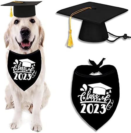 Дипломирање на кучиња капачиња за бандана, класа од 2023 г. градација мачка бандана за големи кутриња со мали миленичиња миленичиња