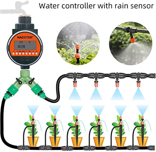 YFQHDD Сензор за дожд Автоматски прскалка, контролор на вода, тајмер за наводнување во градина, комплет за спреј за балкони за домашна