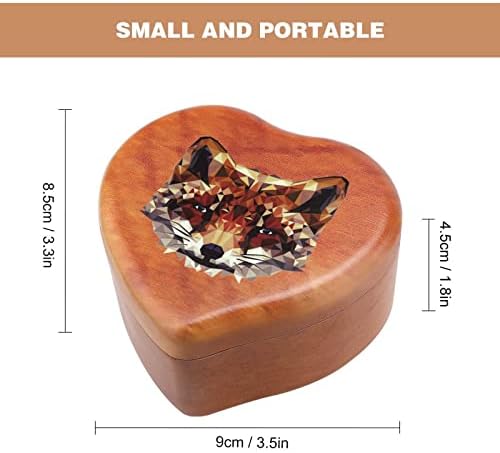 Геометриска лисица гроздобер дрвена часовничка музичка кутија во облик на срцева кутија подароци за семејни пријатели на lубовници