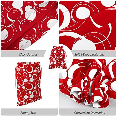 Миминд 6 парчиња Божиќни торби за подароци со црвена и бела памучна ткаенина Божиќни подароци торбички за еднократна употреба Божиќна