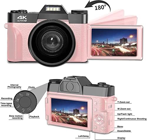 едеалц 4K 48MP Дигитална Камера Комплет Фотографија Блогирање Камера За YouTube Со Флип Екран, WiFi, Широк Агол &засилувач; Макро