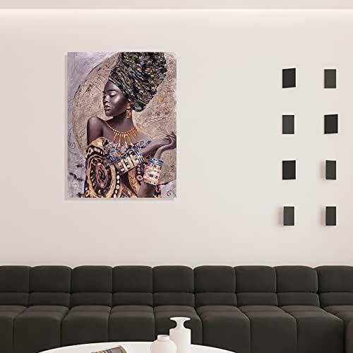 Пред афроамериканска wallидна уметност Елегантна црна жена платно wallидна уметност за дневна соба спална соба африканска уметност