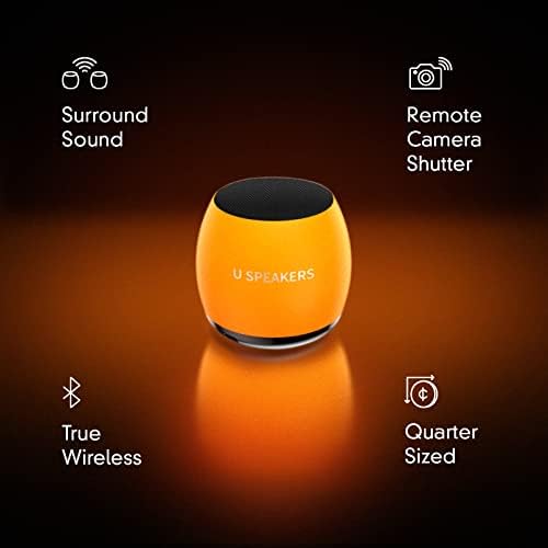 Massion U Micro Sounder Glow Orange, сјај во темниот, богат звук, дополнителен мал преносен Bluetooth звучник, лесен, вграден