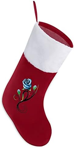 Сина роза2 Божиќни чорапи за порибување со кадифен камин што виси за Божиќно дрво