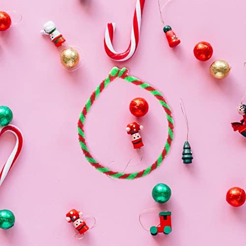 Божиќна занаетчиска цевка Ченил стебла: 150 парчиња чистачи за Божиќни цевки црвена зелена лента со уметност стебла Божиќна