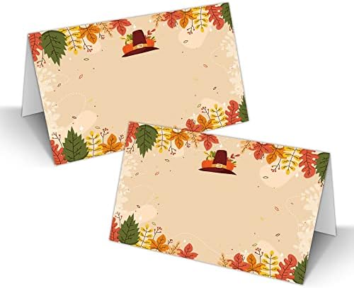Падот Денот на благодарноста табела за табели, картички за празно место од тиква од тиква за табела, 25 пакувања со етикети